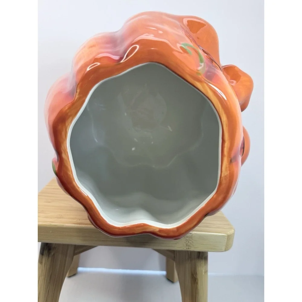 Vintage Anthropomorphic Pumpkin Smiling Face Jack O Lantern Cookie Candy Jar JOL
